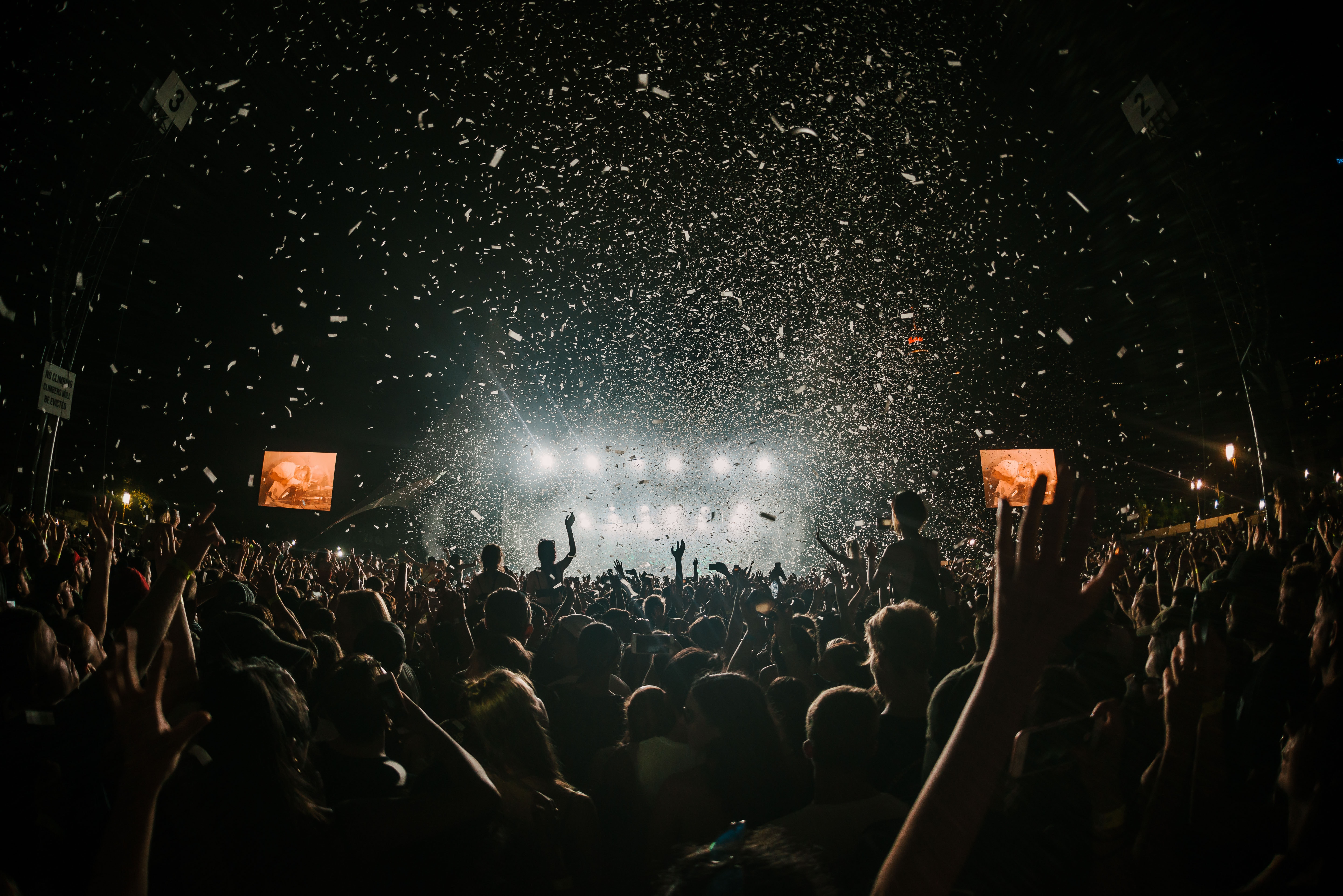 concert with confetti in the air